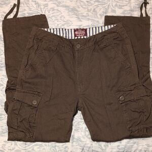 Match And Matchstick Men's Coffee Cargo Pants 100% Cotton Size 34 XL